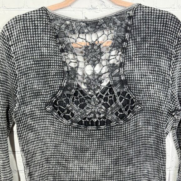 Loving Heart Blouse Women Large Motorcycle Stretch Grunge Punk Rock Y2K Top - Picture 6 of 10